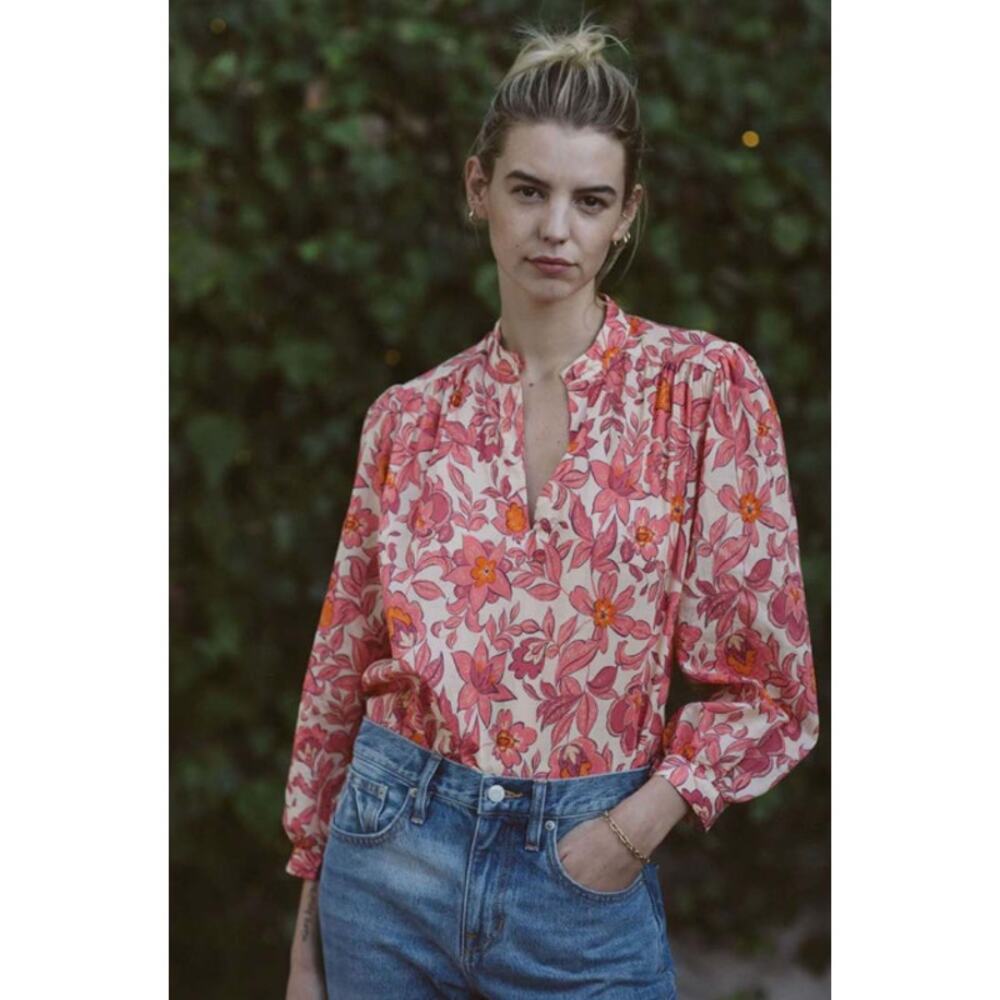 Trovata Birds of Paradis Bailey Blouse Tea Rose size Small